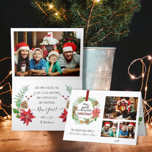 Julkrandefamiljen Holly Gräs Cone Blommigt Helgkort (Skapare uppladdad)