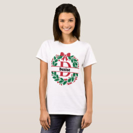 Julkrandefamiljen Matchar Namn brev D T Shirt