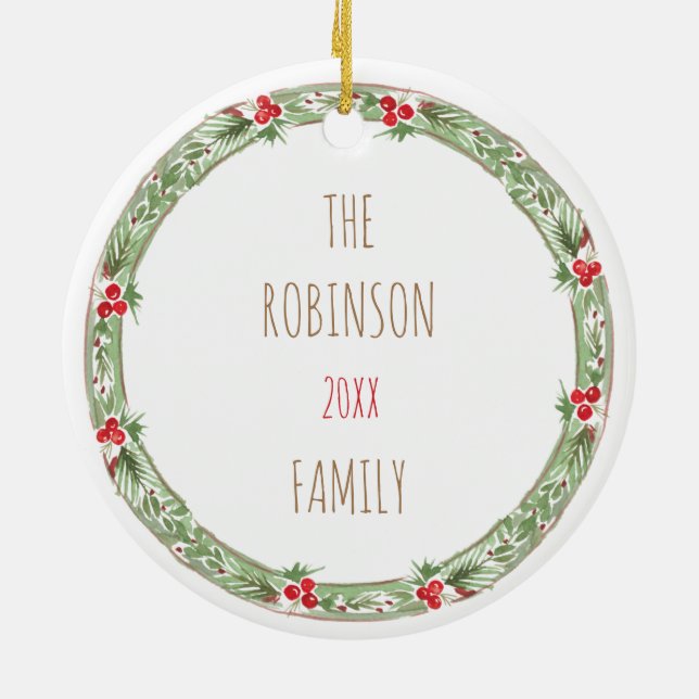 Julkrandefamiljen Pet Photo Namn Helgdag Julgransprydnad Keramik (Baksidan)