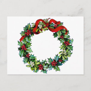 Julkranden Holly och MIstletoe Helg Vykort