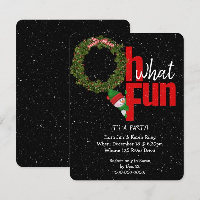 Julkranden och snögubbe party inbjudan (Fram/baksida)