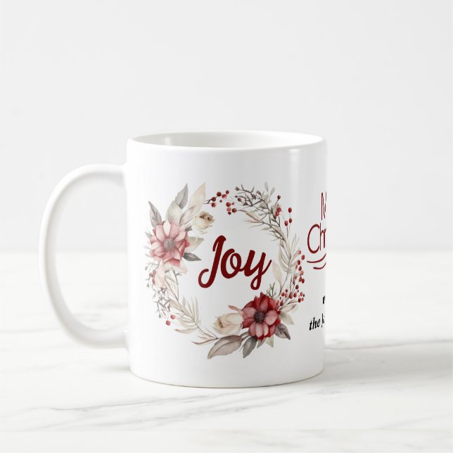 Julkrandevitling, rödblommor och bär Joy Kaffemugg (Vänster)