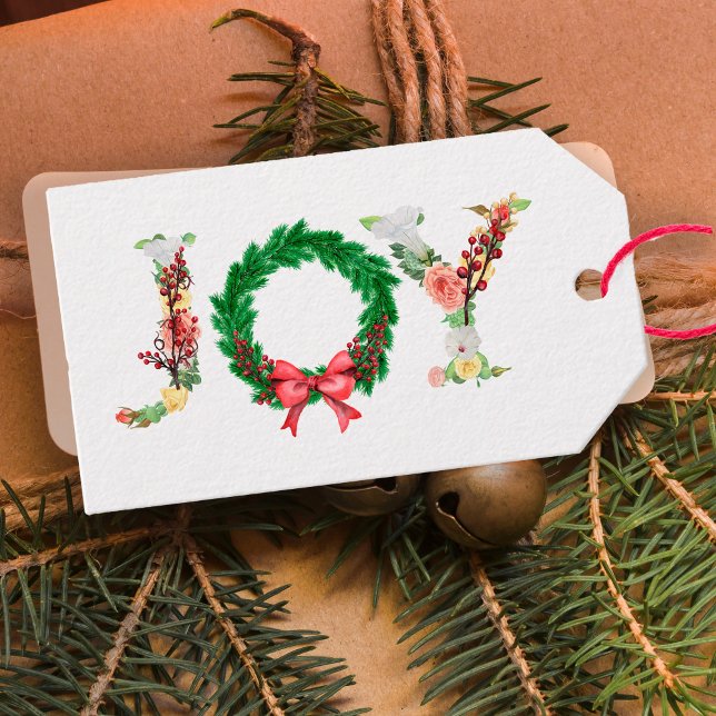 Julkrandskript med enkel elegant blommigt  presentetikett (Skapare uppladdad)