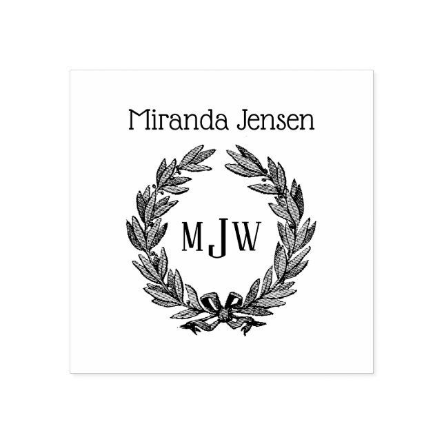 Julkrans 3 Initialer Monogram Namn Stämpel (Tryck)
