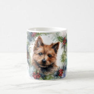 Julkrans australisk terrier festliga hund kaffemugg