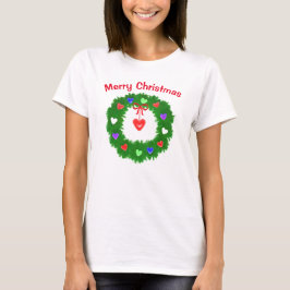 Julkrans av hjärtan t shirt