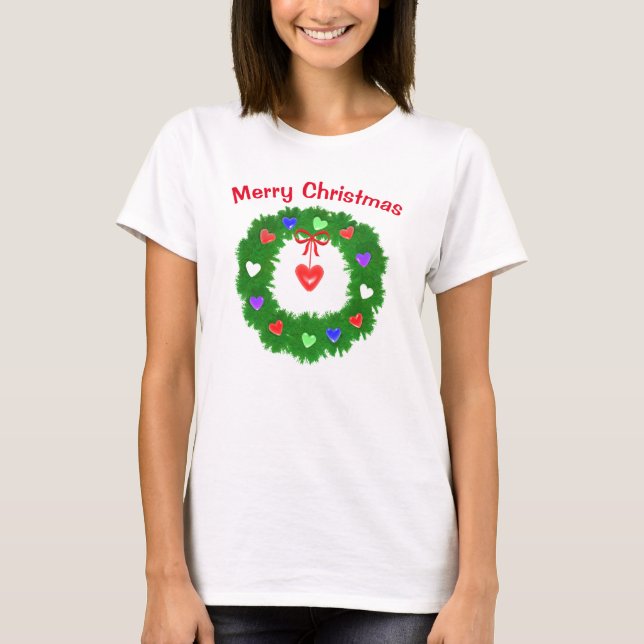 Julkrans av hjärtan t shirt (Framsida)