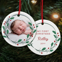 Julkrans Babyens Första Jul Rund Foto