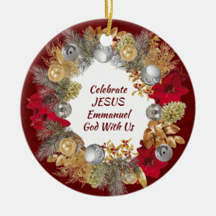 Julkrans Beställning Burgundy FIRA JESUS Julgransprydnad Keramik