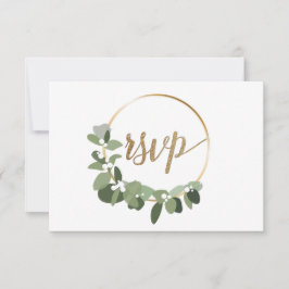 Julkrans bröllop Guld RSVP ingen postgång OSA Kort