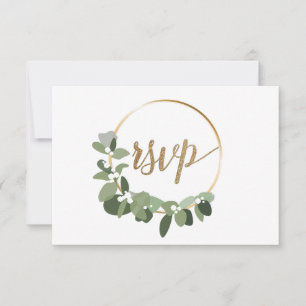 Julkrans bröllop Guld RSVP ingen postgång OSA Kort