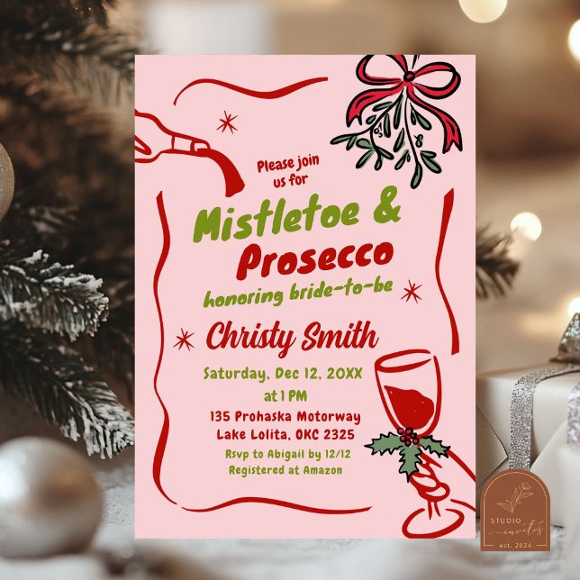 Julkrans Bröllopsdusch med Prosecco Inbjudningar (Skapare uppladdad)