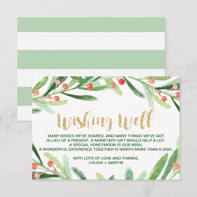 Julkrans bröllopshjärtans brunn tilläggskort (Fram/baksida)