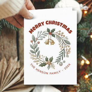 Julkrans Glad jul familj Helgkort
