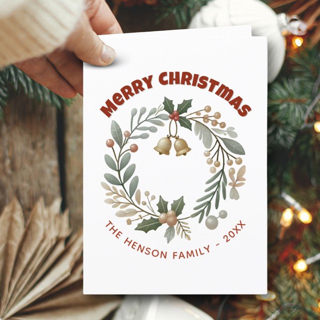 Julkrans Glad jul familj  Helgkort (Skapare uppladdad)