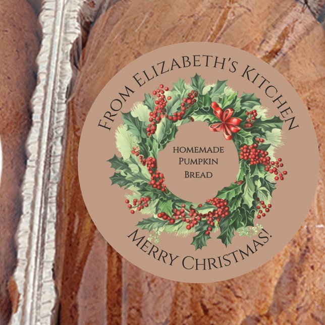 Julkrans Hemlagad Matpresent Brun Runt Klistermärke (Skapare uppladdad)