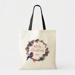 Julkrans Holly och bullfinch Tygkasse