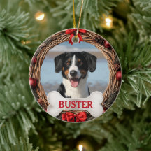 Julkrans Hund Foto Träd Ornament Druvträ