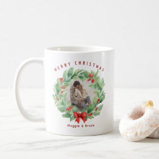 Julkrans i akvarell anpassad bild kaffemugg
