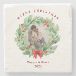 Julkrans i anpassningsbarna med vattenfärg stenunderlägg