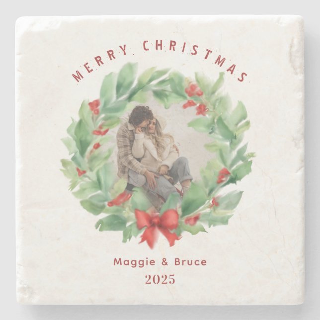 Julkrans i anpassningsbarna med vattenfärg stenunderlägg (Framsidan)