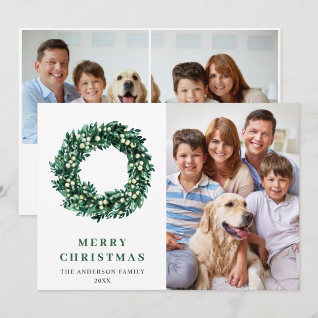 Julkrans julgran krans julfirande 3 FOTO Lyckönskr Julkort (Fram/baksida)