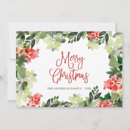 Julkrans julhälsning med högtidlig järnekrönika julkort