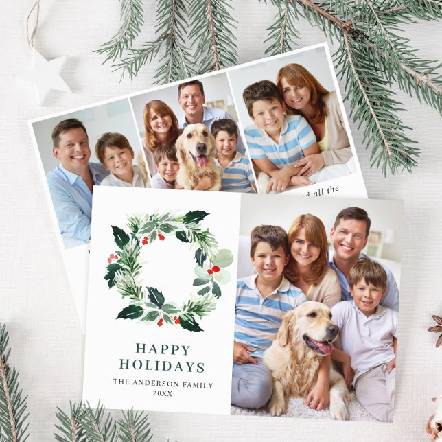 Julkrans julhälsning med järnekrön 4 FOTO Julkort (Skapare uppladdad)