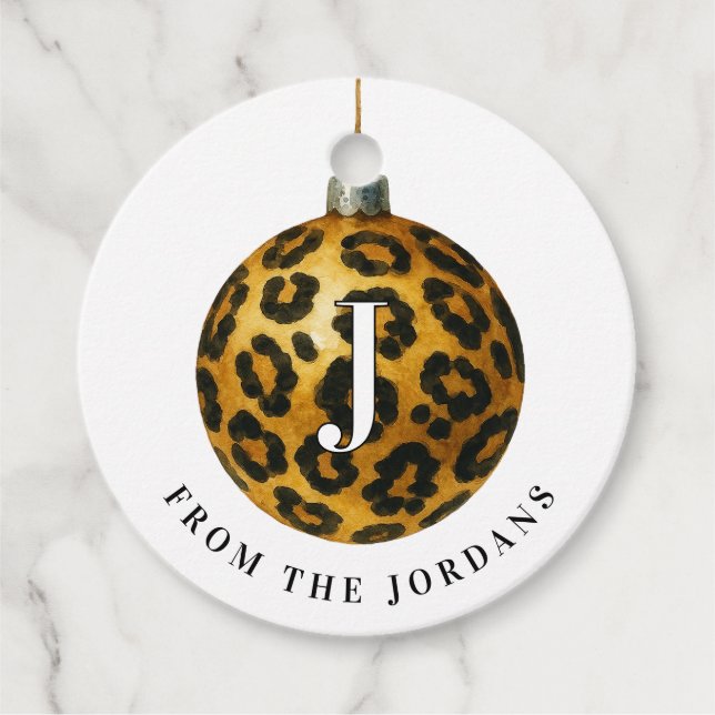 Julkrans Leopard Crest Monogram  Gåvor Etiketter (Framsida)