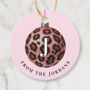 Julkrans Leopard Crest Monogram Gåvor Etiketter