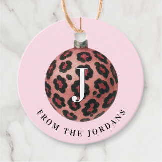Julkrans Leopard Crest Monogram Gåvor Etiketter