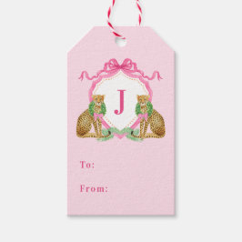 Julkrans Leopard Crest Monogram Presentetikett