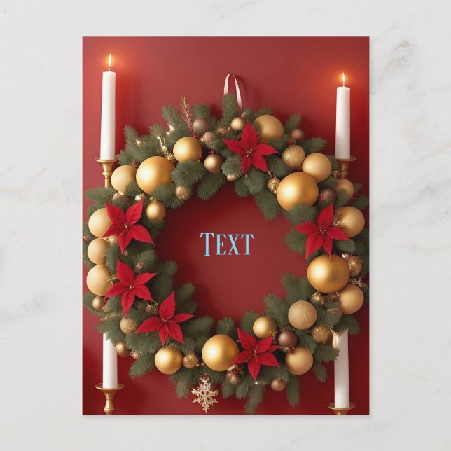 Julkrans 🎄✨ Ljusglöd Elegant Högtid Helg Vykort (Framsida)