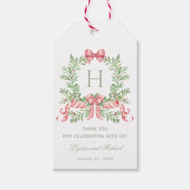 Julkrans med ben | Monogram Bröllop Presentetikett (Framsidan)