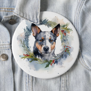 Julkrans med blå heeler - Festlig valp Knapp