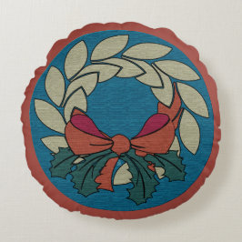 Julkrans med Faux Raw Silke Struktur Rund Kudde