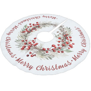 Julkrans med grenar och röda bär julgransmatta borstad polyester