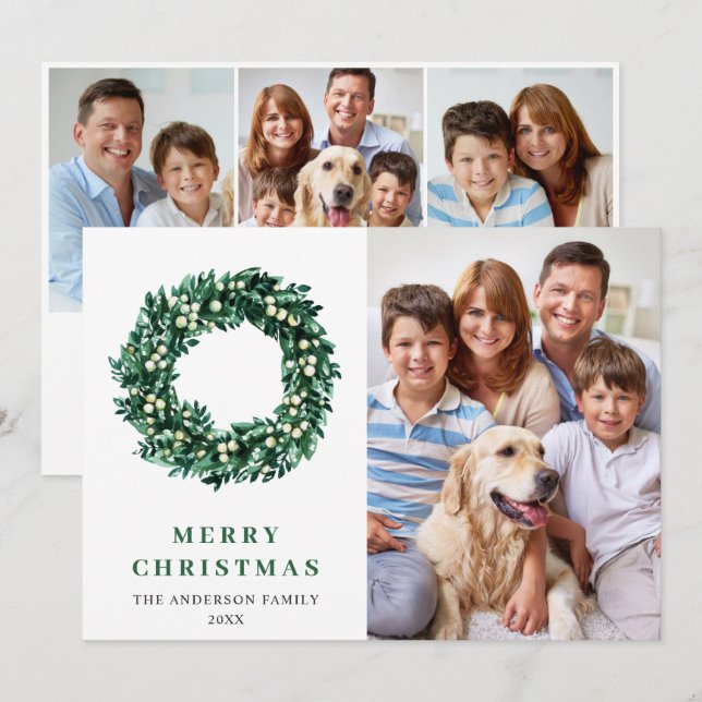 Julkrans med julgran och mistel  julkort (Fram/baksida)