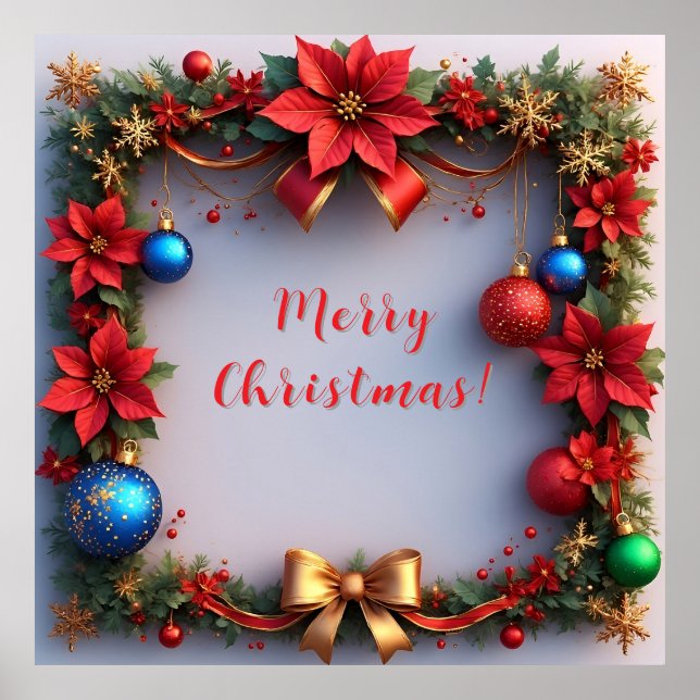 Julkrans med julstjärnor poster (Framsidan)