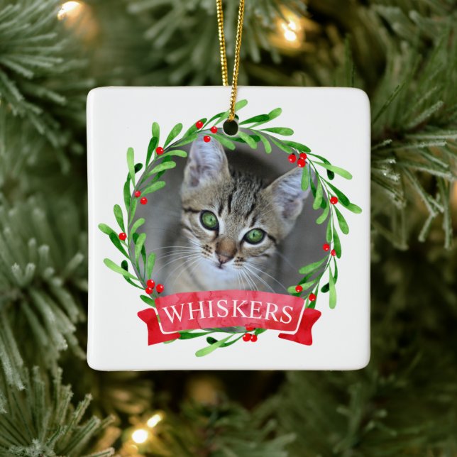 Julkrans med kattbilder julgransprydnad keramik (Träd)