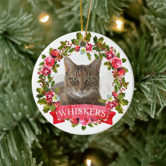 Julkrans med kattbilder julgransprydnad keramik (Träd)