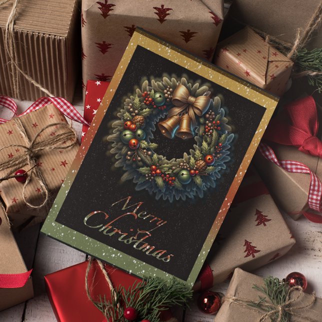 Julkrans med klockor Julhälsningskort Julkort (Skapare uppladdad)