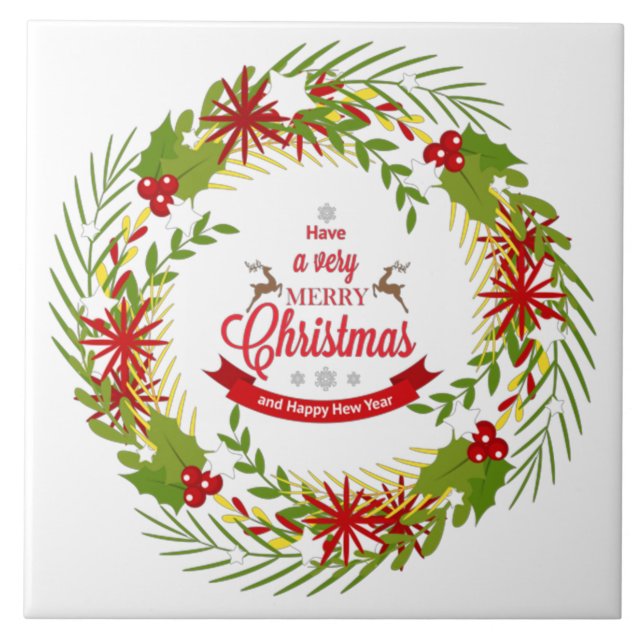 Julkrans med mistel kakelplatta (Framsidan)