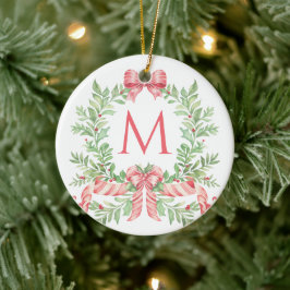 Julkrans med monogram julgransprydnad keramik