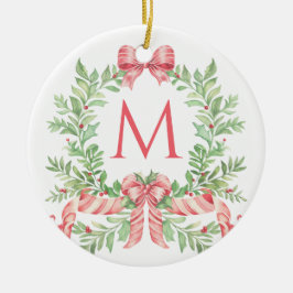 Julkrans med monogram julgransprydnad keramik