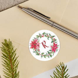 Julkrans med monogram runt klistermärke