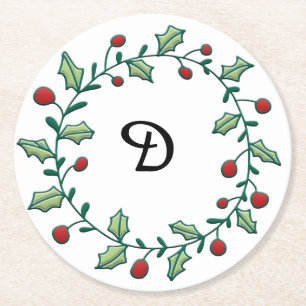 Julkrans med monogram underlägg papper rund