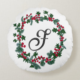 Julkrans med personlig i början rund kudde