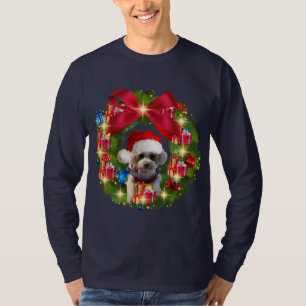 Julkrans Med Poodle Tomtehatt T-Shirt
