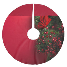 julkrans med röda bär julgransmatta borstad polyester